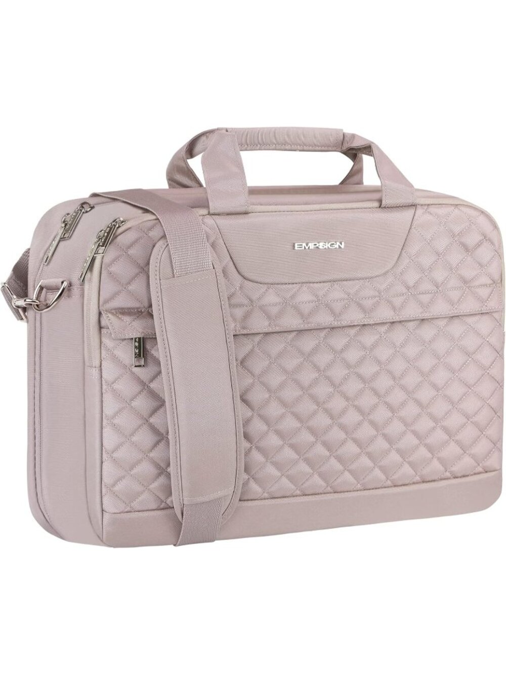 Men's Pink 7.3 Inch Quilted Laptop Bag Expandable Messenger Bag Water Repellent